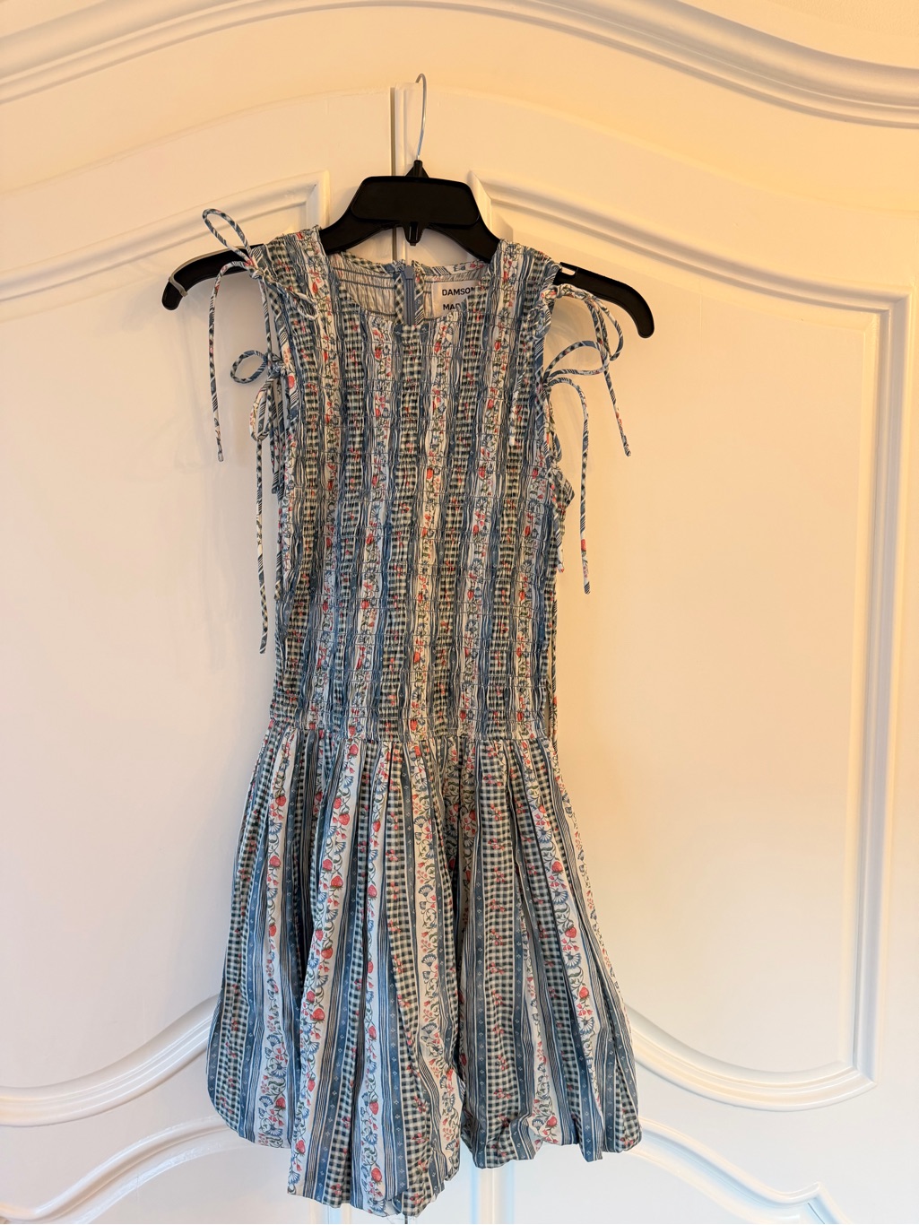 Damson Floral Stripe Mini Dress In Blue And White — image 3 of 8